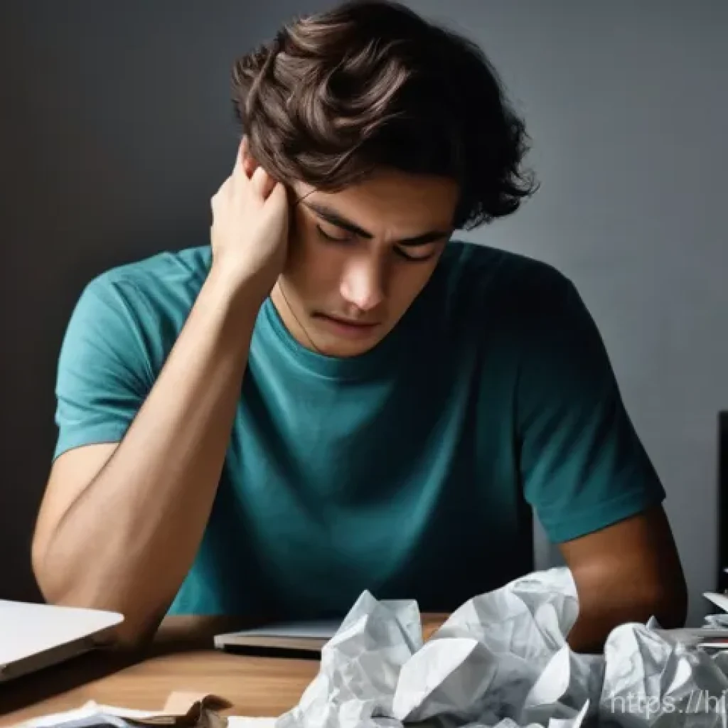도박 중독과 가족 상담 - **Prompt:** A solemn young adult, gender ambiguous, sits hunched over at a small, cluttered desk in ...