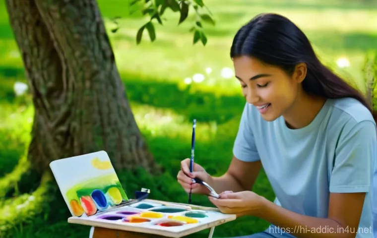 인터넷 중독과 정신건강 - **Prompt:** A diverse family of four (two parents, two children aged approximately 10 and 15) is gat...