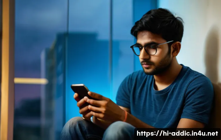 인터넷 중독과 우울증 - A thoughtful young Indian man sitting indoors with a smartphone in hand, looking slightly stressed a...